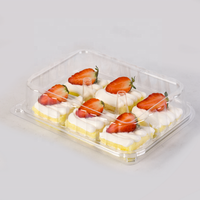 Barquettes d'emballage jetables en gros pour boulangerie, en PET transparent, type coquille, 6 compartiments, mini-contenants en plastique de 2 pouces pour desserts et gâteaux