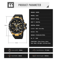 Jam Tangan Digital SKMEI 2119 Pria Layar Ganda Tali TPU Tahan Air 50M Multi-warna untuk Olahraga Luar Ruangan dan Penggunaan Sehari-hari