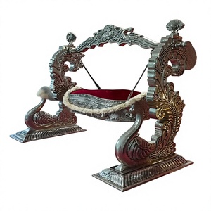 Peacock Design Baby Palna For Traditional Ceremonies Peacock Baby Swing for Naming Ceremony German Silver Cradle Baby Palna - Product Image 1