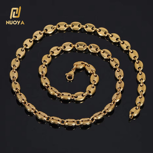 Collier <span class=keywords><strong>chaîne</strong></span> à maillons en forme <span class=keywords><strong>de</strong></span> grains <span class=keywords><strong>de</strong></span> <span class=keywords><strong>café</strong></span> en acier inoxydable plaqué <span class=keywords><strong>or</strong></span> 18 carats, bijoux hip-hop Nuoya, cadeau pour <span class=keywords><strong>homme</strong></span> - Product Image 1
