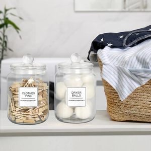 Clear Glass <strong>Laundry</strong> <strong>Jar</strong> Storage Glass <strong>Laundry</strong> <strong>Jar</strong> With Lid Use for Bathroom - Product Image 1