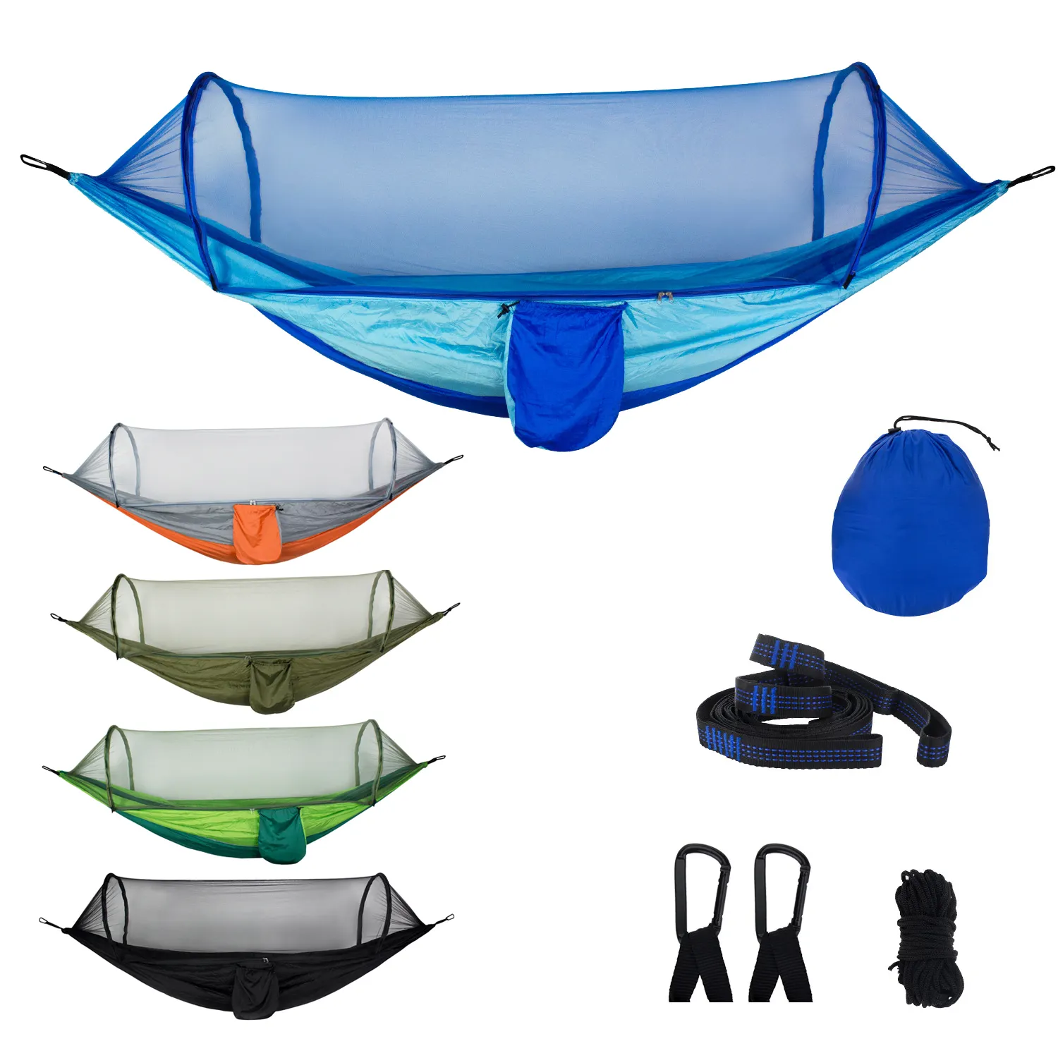 Mosquitera portátil para senderismo al aire libre, cama individual, 210t, tafetán de nailon, paracaídas, columpio, tienda para acampar