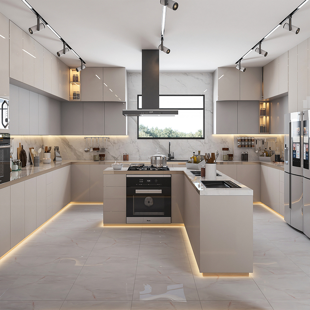 Smart Kitchen Cabinet Multi-Functional L-shape Island Modern Modular Pine Wood Kitchen Set Sink Storage Eco-Friendly Water