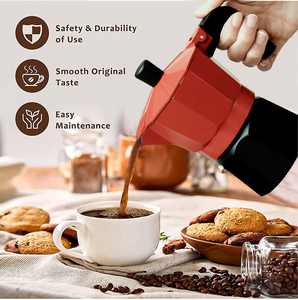 Nuevas <span class=keywords><strong>Cafeteras</strong></span> <span class=keywords><strong>Italianas</strong></span> Portátiles para Camping al Aire Libre Personalizadas de 3 Tazas para Inducción y Estufa tipo Moka de Aluminio - Product Image 4