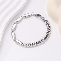 Bracelet chaîne cubaine en acier inoxydable pour homme, 7 mm, 21 cm, plaqué or 18 carats, poli, vente en gros