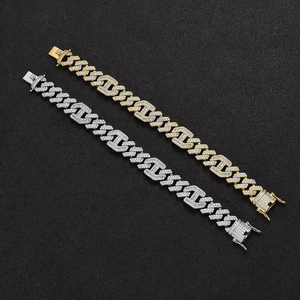 15Mm Single-row Domineering <b>Cuban</b> Bracelet, Japanese-shaped Copper Full of Zirconium Personality Hip-hop Tanjing Fashion - Product Image 1