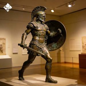 高品質で大きく美しい、カスタマイズされた公園のモダンな庭園装飾、ギリシャ戦士の鎧ブロンズ彫刻 - Product Image 3