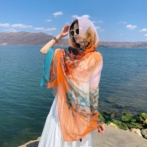 Design Silk Satin Bufanda Hijab Women Scarf Luxury Print Soft Pashmina Summer Beach Stoles Headbanda Neckerhcief Echarpe 130x180
