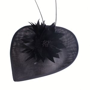 Chapeau fascinateur en sinamay, coiffe en chanvre, fleur, plume, vintage, mode féminine, fascinateur en sinamay pour mariée - Product Image 6
