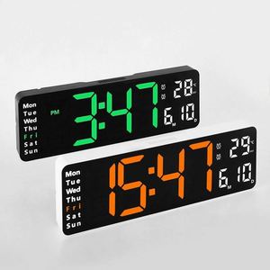 Horloge numérique à quartz de 7 pouces avec minuterie de sommeil, télécommande, affichage de la date/du jour, grande horloge LED au design moderne pour bureau - Product Image 5