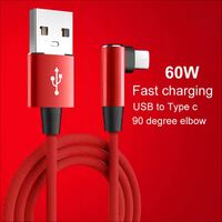 Penjualan laris kabel Data siku 90 derajat nilon USB Tipe C kabel pengisi daya ponsel kabel pengisi daya sudut kanan cepat