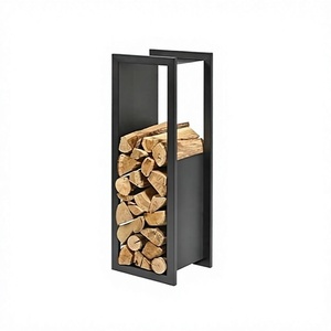 Soporte de estante de troncos para interiores y exteriores en hierro Color negro Tamaño y forma personalizados Estante de troncos para chimenea de la India - Product Image 1
