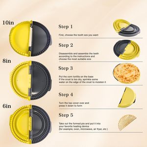 Crimpeur <span class=keywords><strong>à</strong></span> quesadillas et tacos 3-en-1 en plastique, compatible lave-vaisselle, écologique, pour cuisine domestique, <span class=keywords><strong>réglable</strong></span> 6/8/10 pouces - Product Image 3