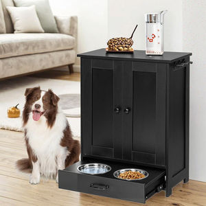 Modern tasarım köpek besleme istasyonu depolama dolabı 2 yükseltilmiş köpek maması kaseleri gizli Pet besleyici istasyonu ahşap kedi depolama organizatör için - Product Image 4