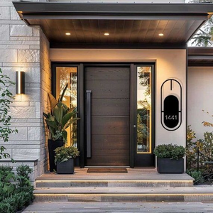 <span class=keywords><strong>Porte</strong></span> d'entrée moderne en bois massif, directement de l'usine, avec revêtement en aluminium pour maisons de luxe, Airbnb et projets d'appartements - Product Image 5