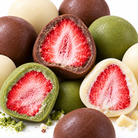 Fraises lyophilisées enrobées de chocolat en gros, bonbons aux fruits FD, chocolat composé, en vrac, Halal, OEM, emballage personnalisé, snacks classiques