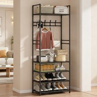 Porte-chaussures et porte-vêtements combinés en métal moderne pour l'entrée, avec démontage et montage