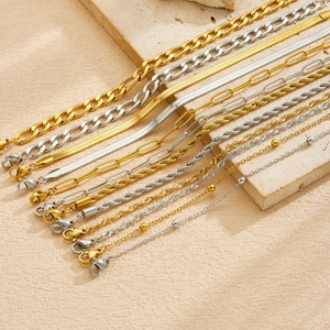 Multi Chain <b>Bracelet</b> <b>Set</b> Gold Plated Stainless Steel Minimalist Punk Style Unisex Jewelry - Product Image 3