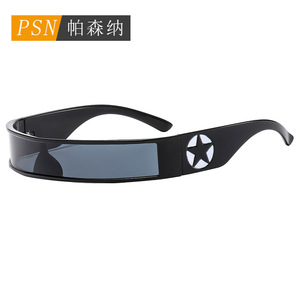 Shield Sunglasses <b>Mirror</b> Lenses UV400 Punk Style Unisex Adult Parties Fashion <b>Star</b> Design - Product Image 4