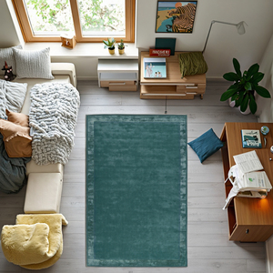 Alfombra de lana con telar a mano de lujo a precios de fábrica directos de azul real, alfombra hecha a mano antideslizante sólida para espacio de habitación, Material de lana - Product Image 5