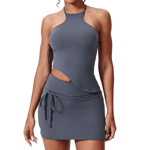 Комплект для кросс-тренинга <span class=keywords><strong>2</strong></span>-в-1: влагоотводящий костюм для йоги с юбкой-карманом для спортзала/тенниса - Product Image 1