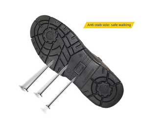 Chaussures <span class=keywords><strong>de</strong></span> sécurité à embout d'acier Anti-écrasement Imperméables en cuir PU <span class=keywords><strong>Protection</strong></span> des pieds pour le travail <span class=keywords><strong>de</strong></span> construction - Product Image 5