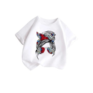 T-shirts décontractés en coton respirant à manches courtes et col rond imprimés de dessins animés pour filles, style OEM, pour l'été - Product Image 5