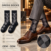 Chaussettes habillées classiques pour hommes, motif losanges Argyle britannique, en coton peigné respirant, pour le bureau et les occasions formelles, vente en gros sur mesure