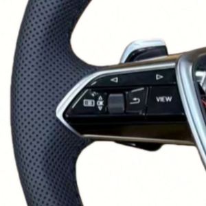 Volant en cuir noir pleine fleur à fond plat pour <span class=keywords><strong>Audi</strong></span> A4 B8 <span class=keywords><strong>Sline</strong></span> S3 8V A3 RS3 SQ5 8P A5 A6 C6 S5 RS4 A5 A7 B8 S4 – Vente en gros - Product Image 3