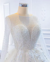Robe de mariée en dentelle de mousseline de soie à paillettes NDA10110, manches longues, broderie florale, robe de mariée pour robe de bal