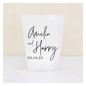 Vasos de Plástico Personalizados para Estadios, Ecológicos, Reutilizables, Decoración para Fiestas, Vasos de Plástico Personalizados para Bodas con Monogramas - Product Image 1