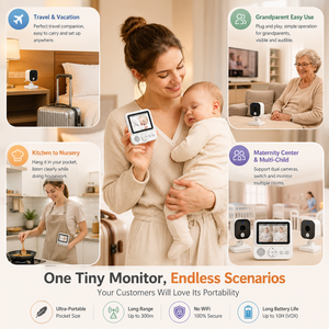 Nouveau Moniteur Bébé 2026 2,8 pouces avec Vision Nocturne, Alerte Température, Audio Bidirectionnel, Vidéo 720P, <span class=keywords><strong>D</strong></span>étection de Mouvement, Certifié CE, Filaire, pour Surveillance à Domicile et Sommeil - Product Image 2