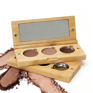 Emballage compact de maquillage en bambou écologique personnalisé, palette de fards à paupières en bambou naturel pur avec miroir intégré, vente en gros - Product Image 2