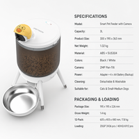 Distributeur automatique de nourriture pour animaux de compagnie intelligent USMILEPET avec caméra, 3L, WiFi, distribution programmée pour chiens et chats de petite taille, utilisation intérieure à domicile