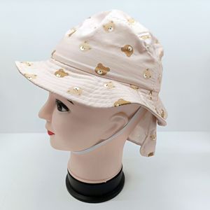 Children's Bucket Hat White Cherry Print Sun Protection Breathable Cotton Outdoor Hat 4-6 Years Old - Product Image 2