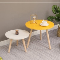 Table d'appoint nordique pour canapé Table de chevet en bois massif pour salon Petite table ronde à double couche