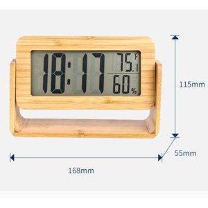 Thời trang kỹ thuật số Đồng hồ báo thức với nhiệt độ và độ ẩm LCD hiển thị bằng gỗ kỹ thuật số bàn bảng đồng hồ reloj - Product Image 2