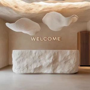 โต๊ะรับแขกไฟเบอร์กลาสสีขาวหรูหรา รุ่น YS-0401 พร้อมไฟ LED ปรับแต่งได้สำหรับสำนักงานและร้านเสริมสวย สปา เฟอร์นิเจอร์ยอดนิยม - Product Image 2