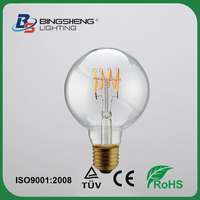 Ampoule LED à filament décorative OEM ODM E27 G95 G125 AC220-240V 4W 6W Blanc froid 6000K Dimmable pour suspension d'hôtel RoHS