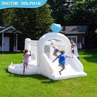 Château gonflable personnalisé Doctor Dolphin en tissu Oxford certifié EN71, petite taille, logo personnalisé, installation facile pour les enfants à la maison