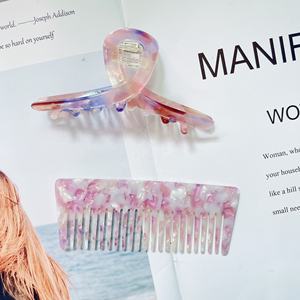 PDANY-peine de ácido acético blanco con pinzas para el cabello, accesorios para el cabello de acetato de celulosa - Product Image 2