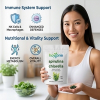 Comprimés de spiruline et de chlorelle à marque privée OEM, à paroi cellulaire brisée, superaliment pour le soutien immunitaire et la vitalité