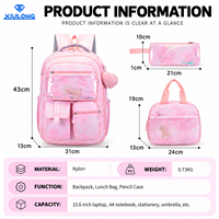 Lot de 3 Sacs à Dos Scolaires pour Filles : Sac à Dos Étudiant 3-en-1 avec Bande Réfléchissante, Sac Isotherme et Trousse – Vente en Gros