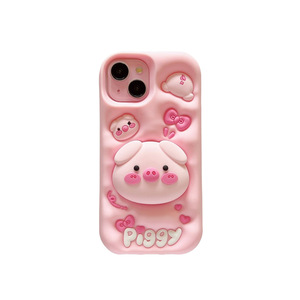 เคสโทรศัพท์ซิลิโคนลายหมูสีชมพู 3 มิติ น่ารัก พร้อมขาตั้งพับได้ สำหรับ Apple iPhone 17 16 15 14 - Product Image 6