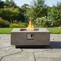 Promotion : Brasero carré FRC en MgO de 36,22 po, foyer à gaz pour extérieur, patio, jardin, cour, piscine, cheminée en GFRC avec pierres de lave et couvercle