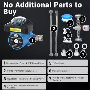 Bomba de Circulación de Agua Caliente Veriwis, 8.4 GPM, 16.7 Pies, Acero Inoxidable, Uso Interior, Modelo HWRPK4001 - Product Image 3