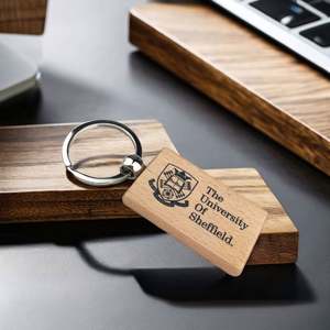 Porte-clés en bois personnalisé avec logo imprimé et nom gravé, porte-clés et mousquetons promotionnels vierges - Product Image 2