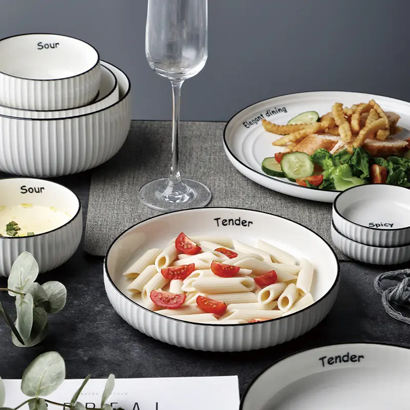 북유럽 식기 in 플레이트 세트 홈 미니멀리즘과 창조적 인 세라믹 ricelarge 그릇 국수 수프 그릇 접시