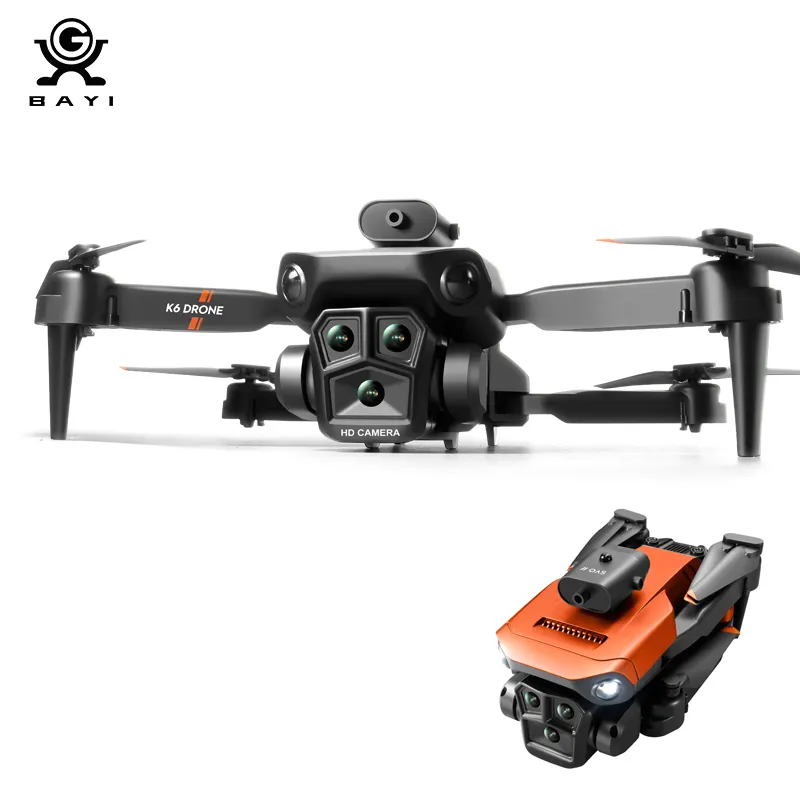 New K6 Max Drone Three Cameras With Obstacle Avoidance Rc Helicopter Uav Foldable Remote Control Gps Back