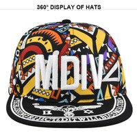 Casquette de baseball unisexe pour enfants Hip-Hop, 100 % polyester, 6 panneaux, réglable, à visière plate, broderie machine, tissu maille, toutes saisons